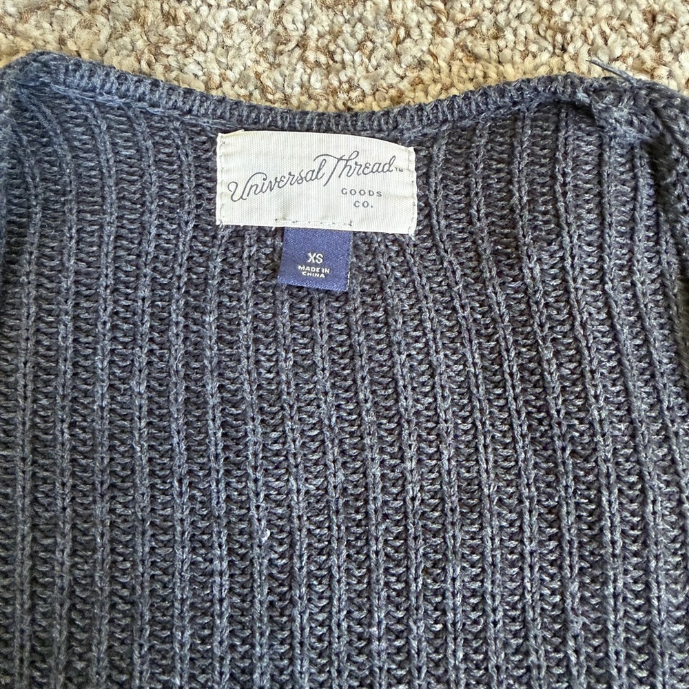 Universal Thread Ribbed Open-Front Cardigan - Charcoal Gray - Picture 2 of 2